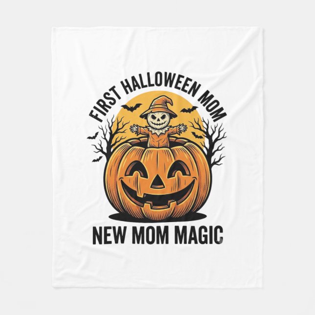 Första Halloween Mamma Vintage Pumpkin Fladdermus  Fleecefilt (Framsidan)