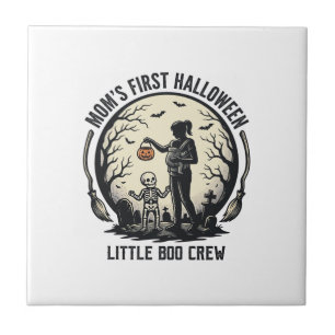 Första Halloween Mamma Vintage Spooky Moon Tröja_1 Kakelplatta