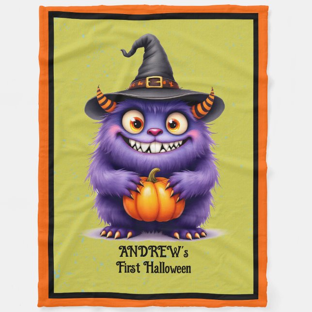 Första Halloween personalize Namn Cute Baby Ull Fleecefilt (Skapare uppladdad)