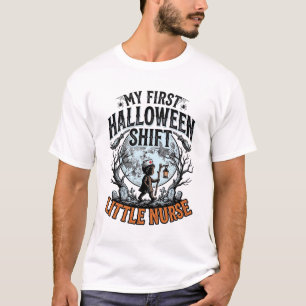 Första Halloween Sjuksköterska Spooky Moon Spädbar T Shirt