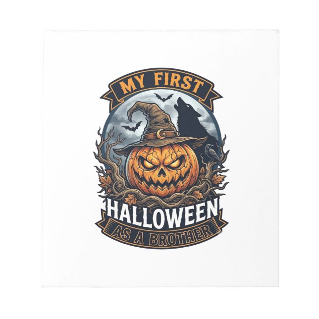 Första Halloween som bror Pumpkin Wolf Moon_1 Anteckningsblock (Framsida)