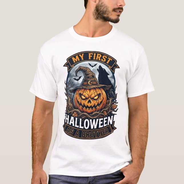 Första Halloween som bror Pumpkin Wolf Moon_1 T Shirt (Framsida)