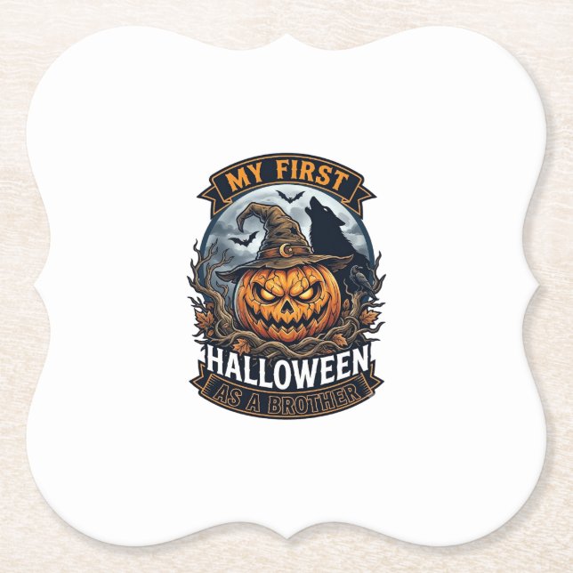 Första Halloween som bror Pumpkin Wolf Moon_1 Underlägg Papper (Framsida)