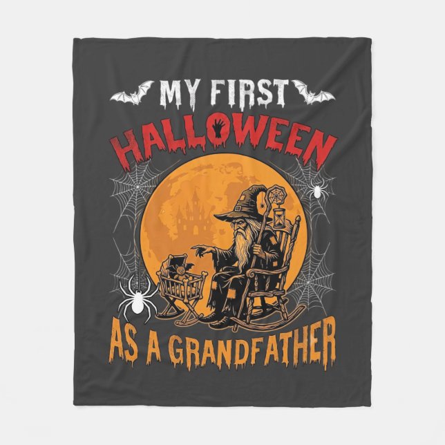 Första Halloween som farfar trollkarl fladdermus m Fleecefilt (Framsidan)