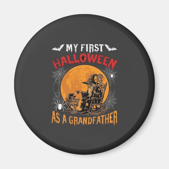 Första Halloween som farfar trollkarl fladdermus m Magnet (Framsidan)