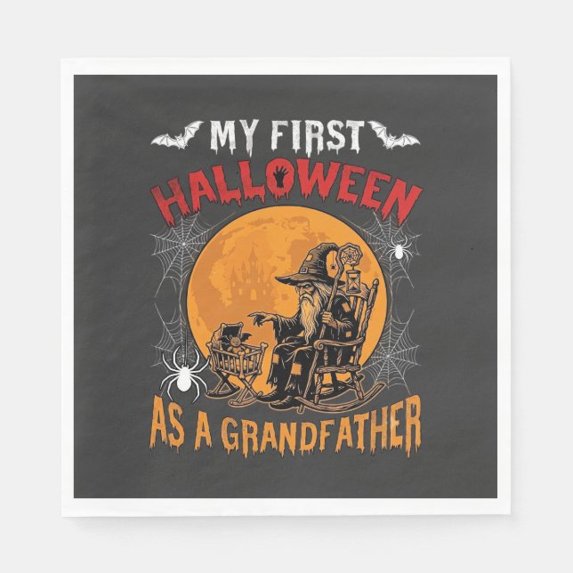 Första Halloween som farfar trollkarl fladdermus m Pappersservett (Framsidan)