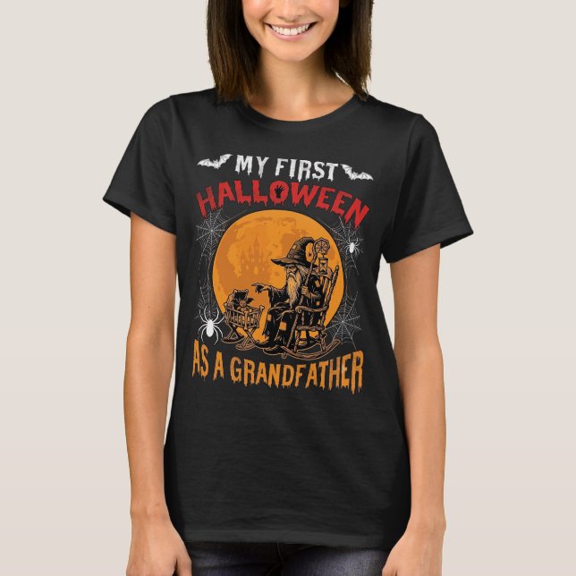 Första Halloween som farfar trollkarl fladdermus m T Shirt (Framsida)
