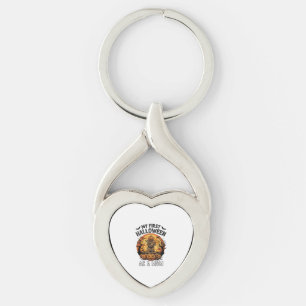 Första Halloween som mamma Pumpa Fågelskrämma Baby Twisted Heart Silverfärgad Nyckelring