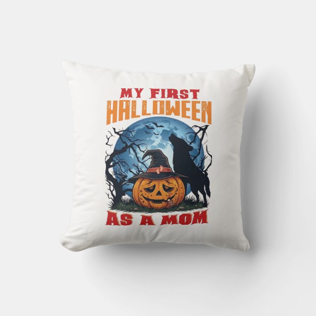 Första Halloween som mamma Pumpkin Wolf Moon_1 Kudde (Framsida)