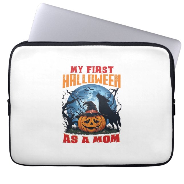 Första Halloween som mamma Pumpkin Wolf Moon_1 Laptop Fodral (Framsidan)
