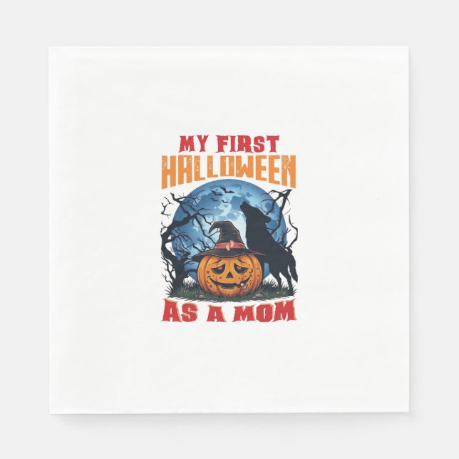 Första Halloween som mamma Pumpkin Wolf Moon_1 Pappersservett (Framsidan)