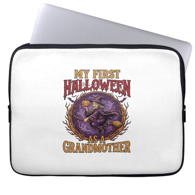 Första Halloween som mormors häxa Pumpa Fladdermös Laptop Fodral (Framsidan)