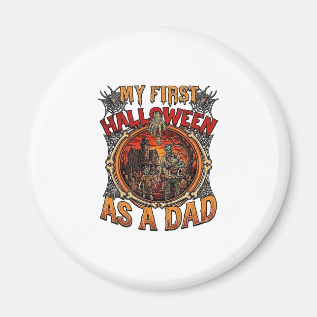 Första Halloween som pappa Zombie spökhus kyrkogår Magnet (Framsidan)