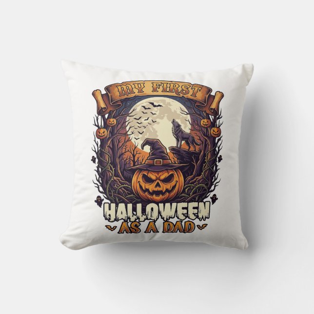 Första Halloween som pappapumpa vargmåne_1 Kudde (Framsida)