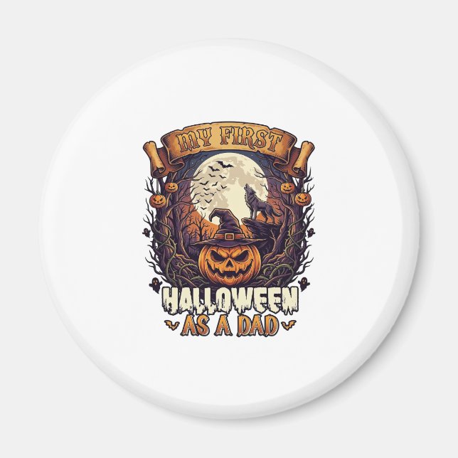 Första Halloween som pappapumpa vargmåne_1 Magnet (Framsidan)