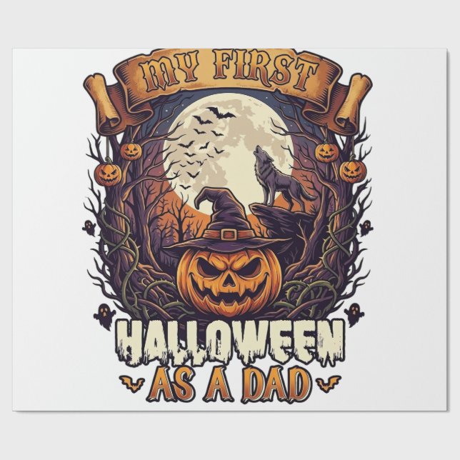Första Halloween som pappapumpa vargmåne_1 Presentpapper (Platt)
