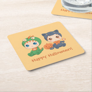 Första Halloween Spädbarn Black Cat Dragon Costume Underlägg Papper Kvadrat