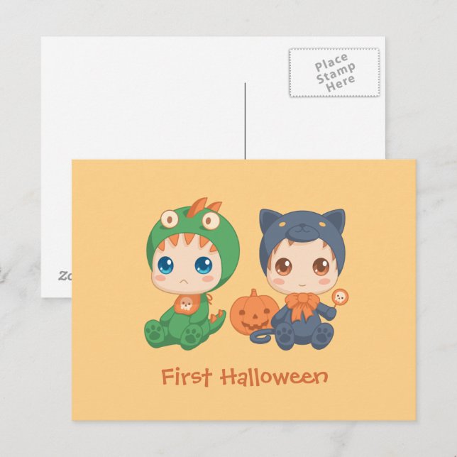 Första Halloween Spädbarn Black Cat Dragon Costume Vykort (Fram/baksida)