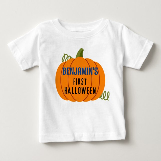 Första Halloween T-Shirt, Personalize Namn Boy T Shirt (Framsida)