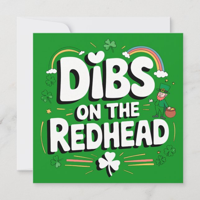Första handske på rödhårig rolig St. Patrick's Day Inbjudningar (Framsida)