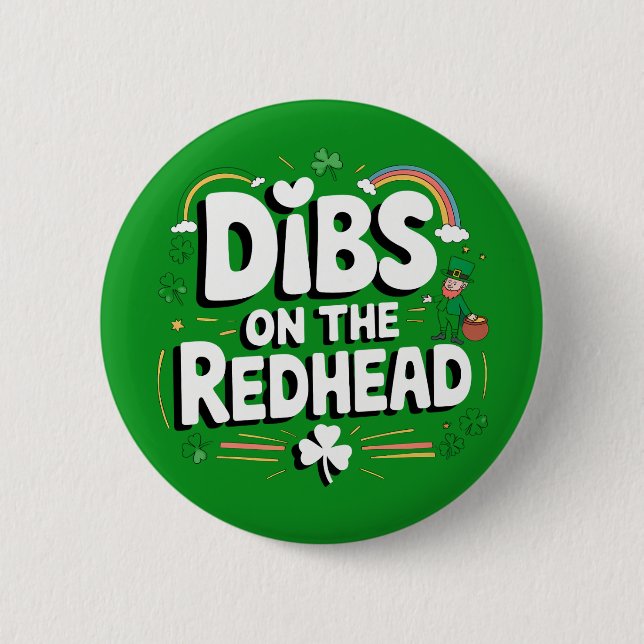 Första handske på rödhårig rolig St. Patrick's Day Knapp (Framsida)