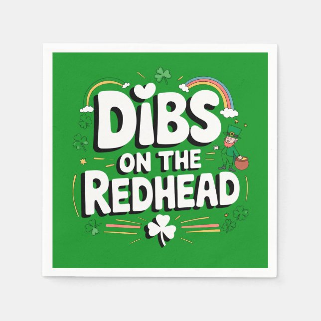 Första handske på rödhårig rolig St. Patrick's Day Pappersservett (Framsidan)
