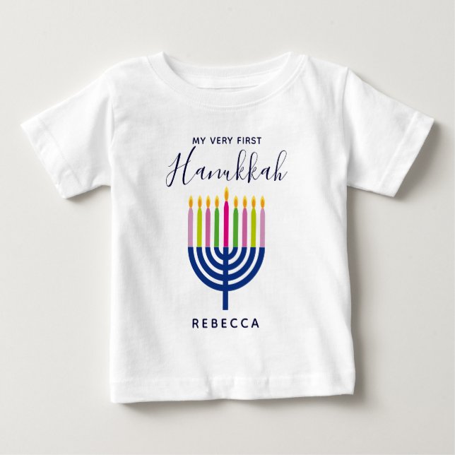 Första Hanukkah med stearinljus T Shirt (Framsida)
