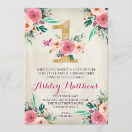 FÖRSTA härliga blom- inbjudan för 1ST födelsedag,