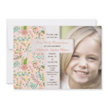 Första heliga kommunion Blommig | Foto inbjudninga