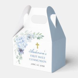 Första heliga kommunion Dammt blå blommig Presentaskar