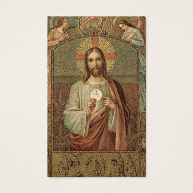 FÖRSTA HELIGA KOMMUNION JESUS ÄNGLAR HELIG KORT (Framsida)