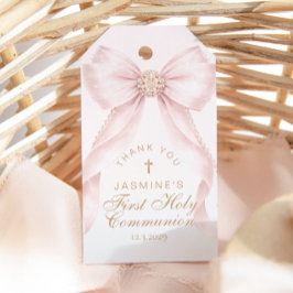 Första heliga kommunion Kors Rosa slinga Tack Presentetikett