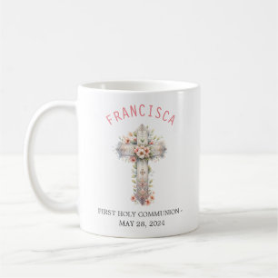 Första Heligan av gemenskapens Rosa Blommigt Kor Kaffemugg