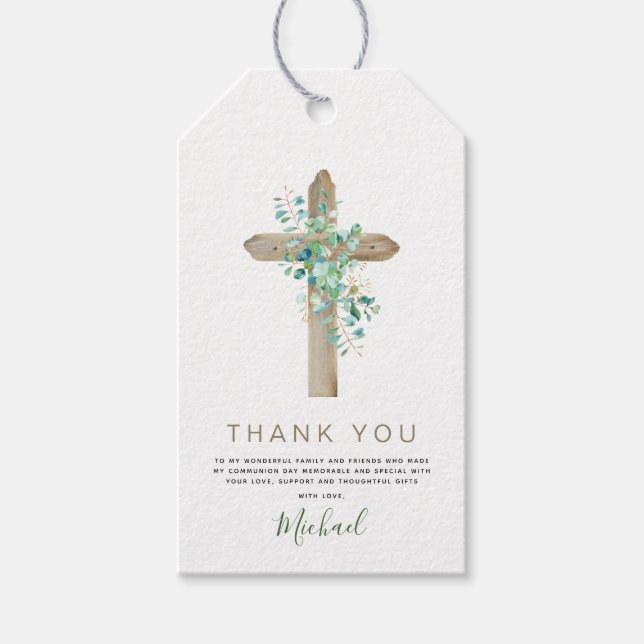 Första Heligan av gemenskapens Tack Eucalyptus Grö Presentetikett (Framsidan)