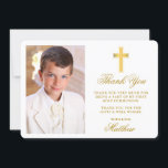 Första Heligan av kommunförbundet Photo Guld Tack Kort<br><div class="desc">Tack för ditt kort med Guld Kor i elegant Första Heligan. Fotofronten. Guld</div>