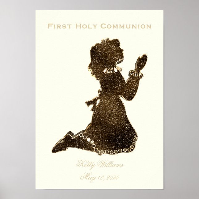 Första Heligan av kommunförbundet Praying Girl Gul Poster (Framsidan)