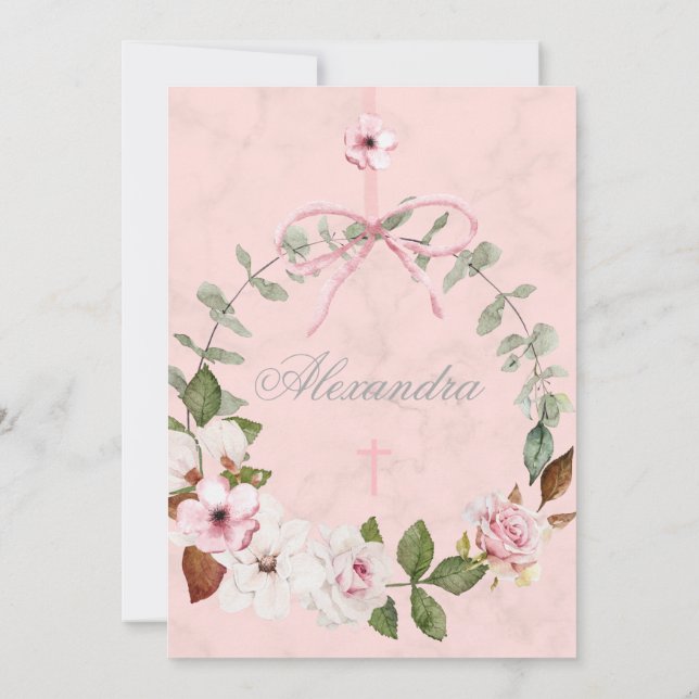 Första Heligan av kommunfullmäktige Elegant Rosa r Inbjudningar (Baksida)