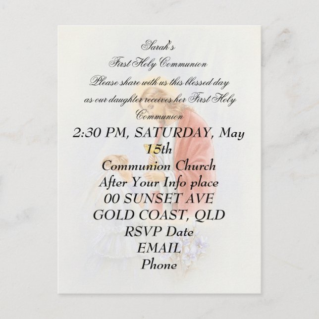 Första heligan av kommunision för flicka vykort (Framsida)