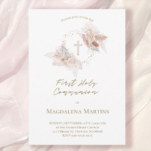 Första Heligan: Blommor från Communion boho Inbjudningar