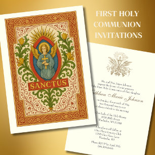 Första Heligan Communion Angel Sanctus Inbjudningar
