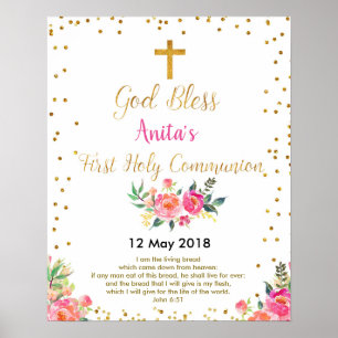 Första Heligan Communion Christening Party Sign Poster