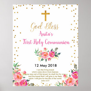 Första Heligan Communion Christening Party Sign Poster
