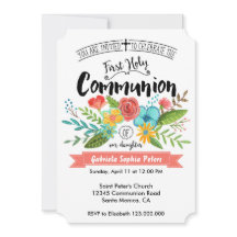 Första Heligan Communion Flowers | Inbjudan