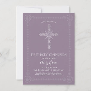 FÖRSTA HELIGAN COMMUNION Girl Inbjudan - enkel, el