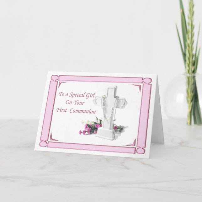 Första Heligan Communion Girl Kort (Framsida)