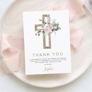 Första Heligan Communion Tack Dusty Rosa ros Inv Kort