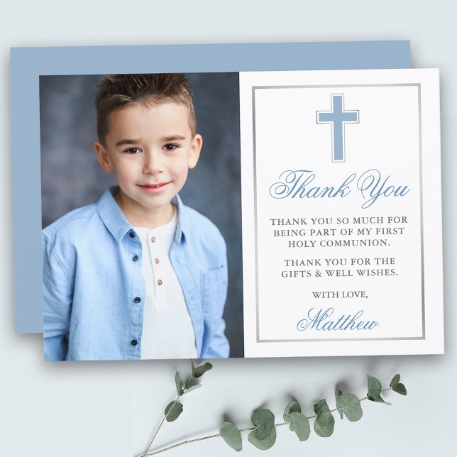 Första Heligan gemensamhetsljus Blue Silver Photo Tack Kort (Customize to change text size, color, style or to change color of back of card. )