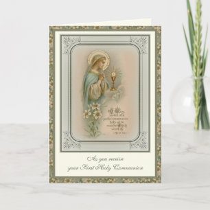 Första Heligan: Jungfru Mary Eucharist Card Kort