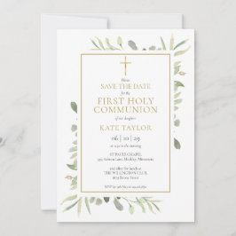 Första Heligan kommunfacket Watercolor Greenery Spara Datumet