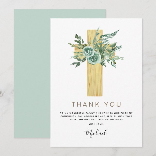 Första Heligan kommunfullmäktige Tack Eucalyptus Inbjudningar (Fram/baksida)